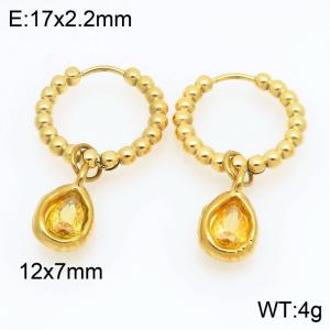 Stainless Steel Stone&Crystal Earring - KE121215-Z