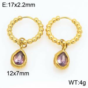 Stainless Steel Stone&Crystal Earring - KE121217-Z