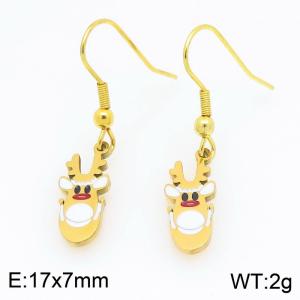 Stainless steel Christmas fawn Dripping Oil earrings for ladies as Jewelry Gifts - KE121238-Z