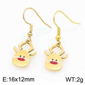Stainless steel Christmas Deer animals Dripping Oil earrings for ladies as Jewelry Gifts - KE121248-Z