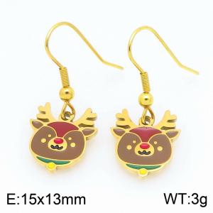Stainless steel Christmas animals Dripping Oil earrings for ladies as Jewelry Gifts - KE121249-Z