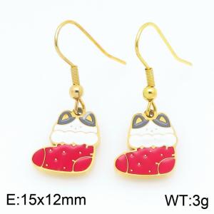 Stainless steel Christmas Gift boots Dripping Oil earrings for ladies as Jewelry Gifts - KE121250-Z