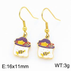 Stainless steel Halloween Pumpkin bees Dripping Oil earrings for ladies as Jewelry Gifts - KE121276-Z