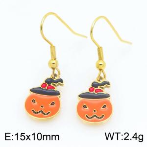 Stainless steel Halloween Hat pumpkin Dripping Oil earrings for ladies as Jewelry Gifts - KE121277-Z