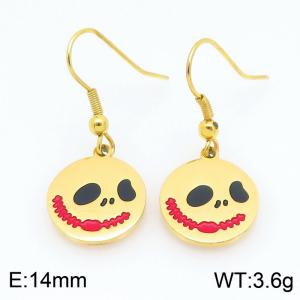 Stainless steel Halloween Skull Pumpkin Dripping Oil earrings for ladies as Jewelry Gifts - KE121284-Z