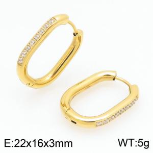 Stainless Steel Stone&Crystal Earring - KE121911-GC