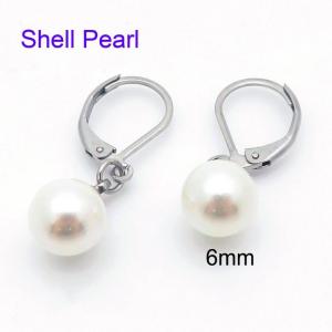 SS Shell Pearl Earrings - KE121928-Z