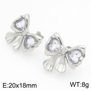 Stainless Steel Stone&Crystal Earring - KE122449-GSD