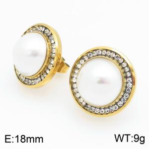 Stainless Steel Stone&Crystal Earring - KE122541-GC