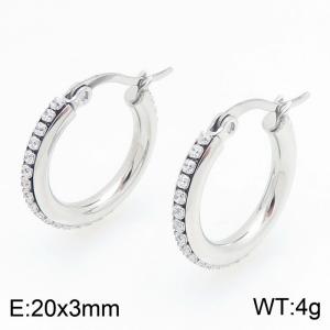 Stainless Steel Stone&Crystal Earring - KE122547-GC