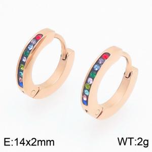 Stainless Steel Stone&Crystal Earring - KE122561-GC