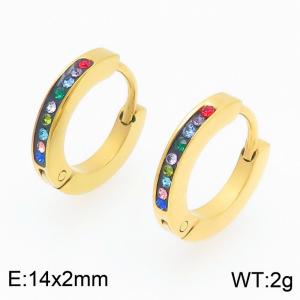 Stainless Steel Stone&Crystal Earring - KE122562-GC