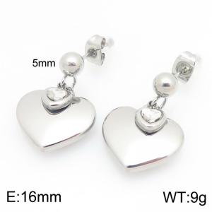 Stainless steel heart-shaped earrings suitable for daily wear - KE122599-KFC
