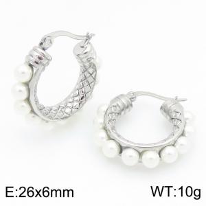 Fashion stainless steel paired with shell beads women's jewelry earrings - KE123252-KFC