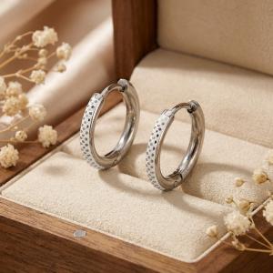 Stainless steel jewelry circle earrings suitable for daily wear - KE123680-KGC