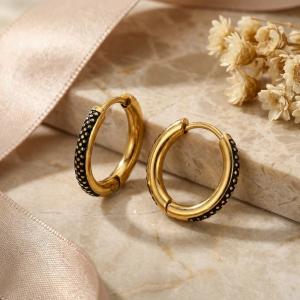 Stainless steel jewelry circle earrings suitable for daily wear - KE123683-KGC