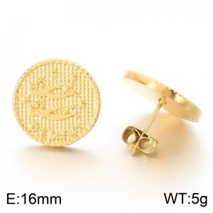 Stainless steel jewelry with twelve zodiac elements earrings vacuum plated in golden yellow - KE123753-GC