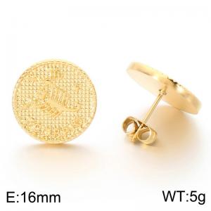 Stainless steel jewelry with twelve zodiac elements earrings vacuum plated in golden yellow - KE123754-GC