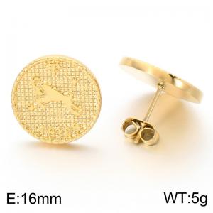 Stainless steel jewelry with twelve zodiac elements earrings vacuum plated in golden yellow - KE123755-GC