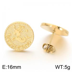Stainless steel jewelry with twelve zodiac elements earrings vacuum plated in golden yellow - KE123756-GC