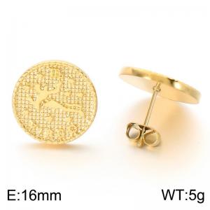 Stainless steel jewelry with twelve zodiac elements earrings vacuum plated in golden yellow - KE123757-GC