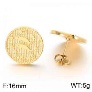 Stainless steel jewelry with twelve zodiac elements earrings vacuum plated in golden yellow - KE123759-GC