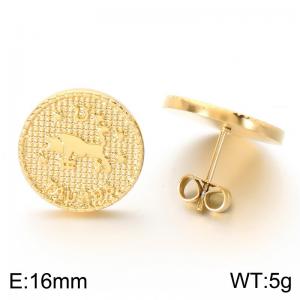 Stainless steel jewelry with twelve zodiac elements earrings vacuum plated in golden yellow - KE123761-GC