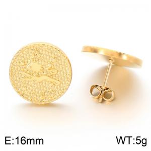 Stainless steel jewelry with twelve zodiac elements earrings vacuum plated in golden yellow - KE123764-GC