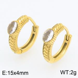 Stainless Steel Stone&Crystal Earring - KE123921-TOM