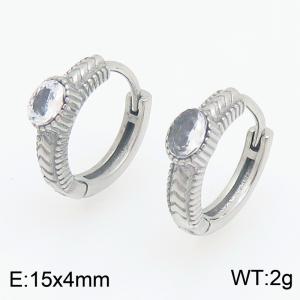 Stainless Steel Stone&Crystal Earring - KE123922-TOM