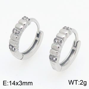 Stainless Steel Stone&Crystal Earring - KE123940-TOM