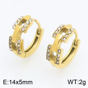 Stainless Steel Stone&Crystal Earring - KE123941-TOM