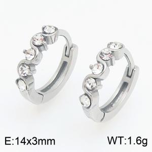 Stainless Steel Stone&Crystal Earring - KE123944-TOM