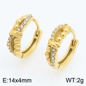 Stainless Steel Stone&Crystal Earring - KE123947-TOM