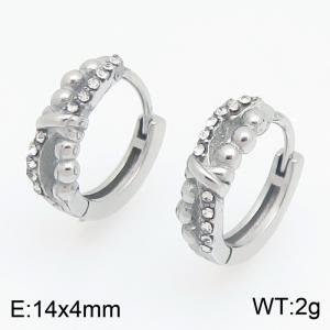 Stainless Steel Stone&Crystal Earring - KE123948-TOM