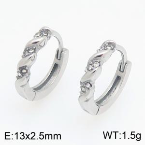 Stainless Steel Stone&Crystal Earring - KE123956-TOM