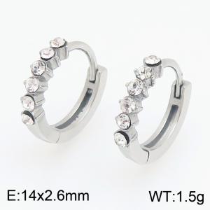 Stainless Steel Stone&Crystal Earring - KE123957-TOM