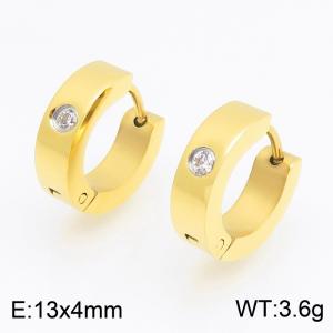 Fashion Jewelry Stainless Steel Rhinestone Earrings - KE134264-GC
