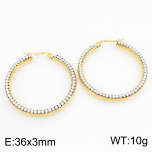 Fashion Jewelry Stainless Steel Rhinestone Earrings - KE134269-GC