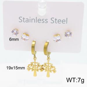 Stainless Steel Stone&Crystal Earring - KE134518-SS