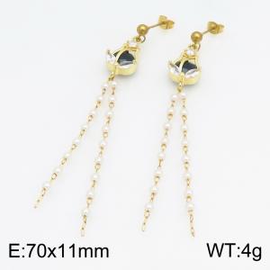 Stainless Steel Stone&Crystal Earring - KE134541-SS