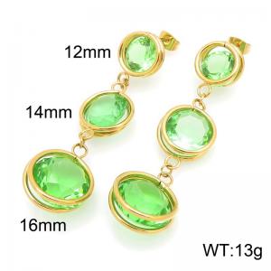 Stainless Steel Stone&Crystal Earring - KE134841-TLA