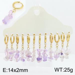 Stainless Steel Stone&Crystal Earring - KE134854-TLA