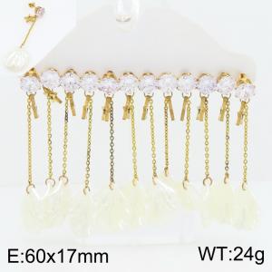 Stainless Steel Stone&Crystal Earring - KE134858-TLA