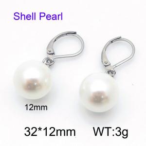 SS Shell Pearl Earrings - KE34827-Z