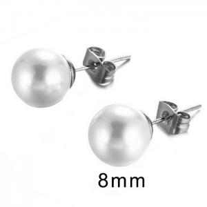 Simple 8mm plastic bead pearl earrings - KE40604-YX