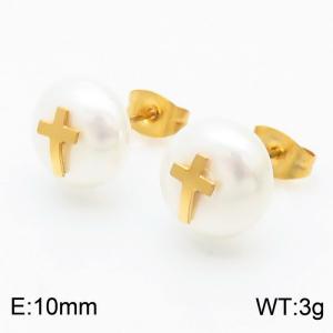 SS Shell Pearl Earrings - KE52440-K