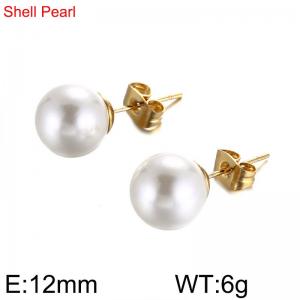 SS Shell Pearl Earrings - KE52452-Z