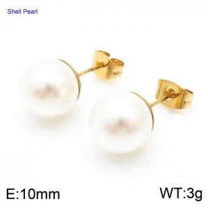 SS Shell Pearl Earrings - KE52453-Z