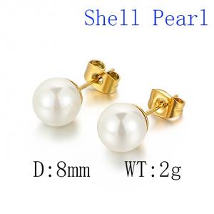 SS Shell Pearl Earrings - KE52454-Z